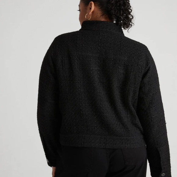 NEW! House of Harlow 1960 Tweed Jacket/Raw Hem/ Snap Front/Front Pockets/Black - Picture 14 of 16